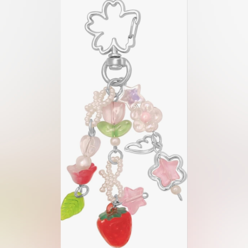 Floral‎ Charm Bracelet with Pink and Green Accents